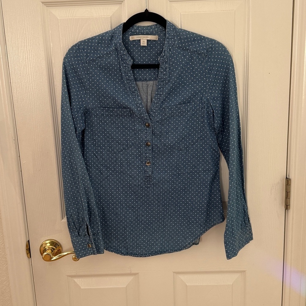 LC Lauren Conrad Denim Polka Dot Shirt size XS - Picture 8 of 8